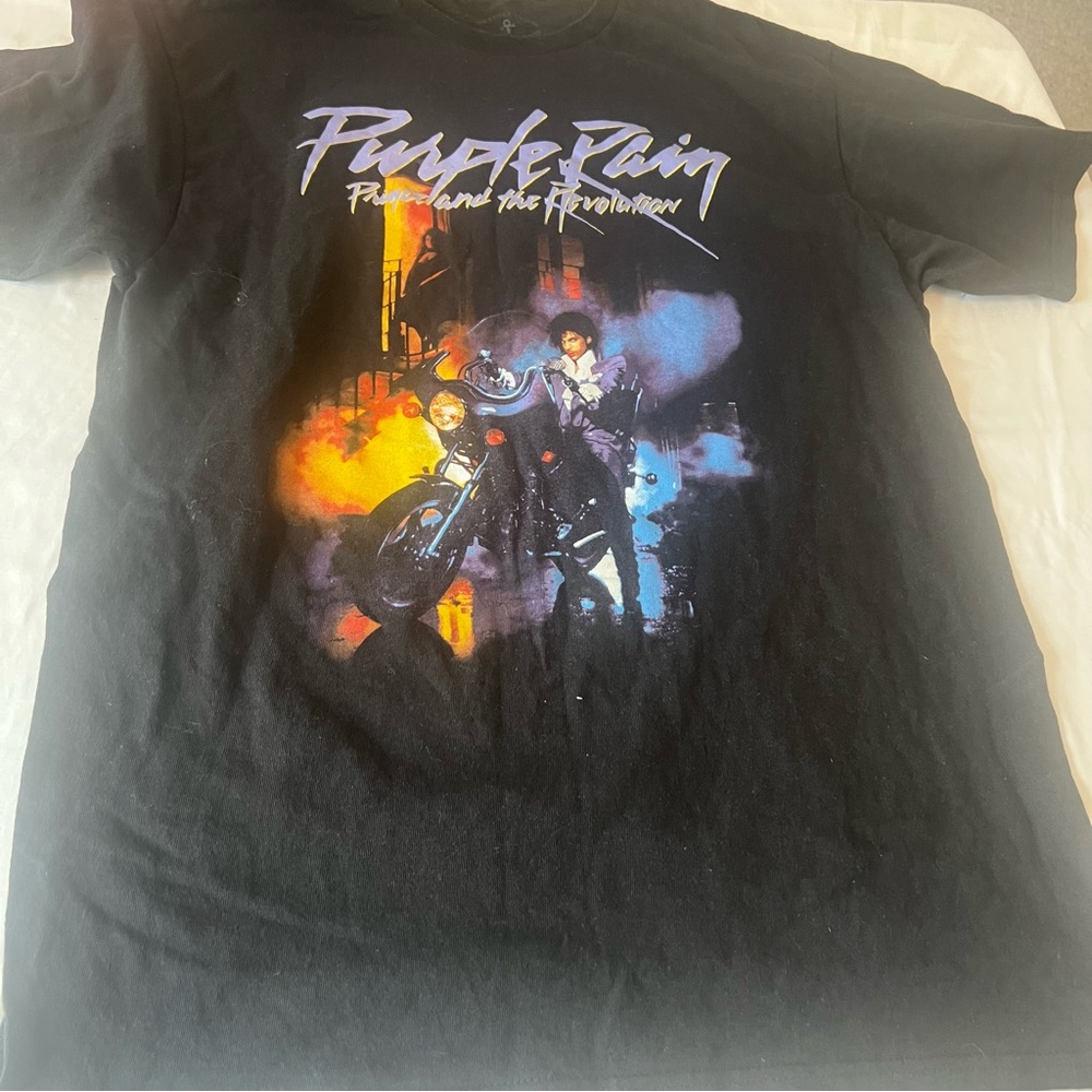 Prince Purple Rain Graphic Band T Shirt Black Rock Music Concert Tee Large